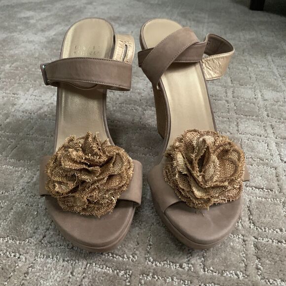 Stuart Weitzman Belflor Espadrille Wedge Sandals Ankle Strap 10M Tan Vacation - Picture 6 of 13
